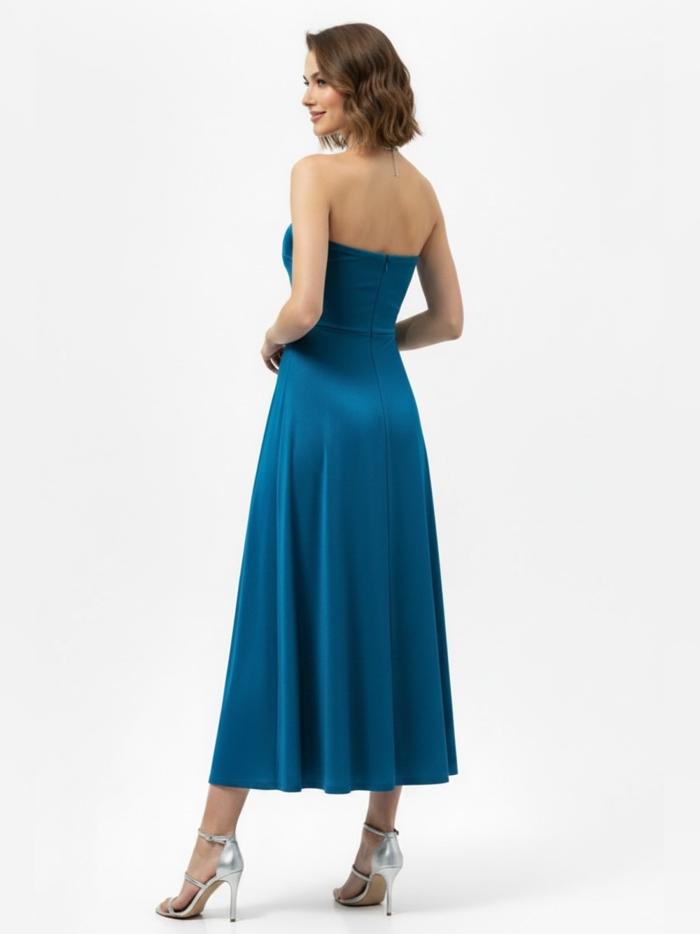 Maeve by Anthropologie Strapless Teal Midi Tube Dress - Picture 6 of 14